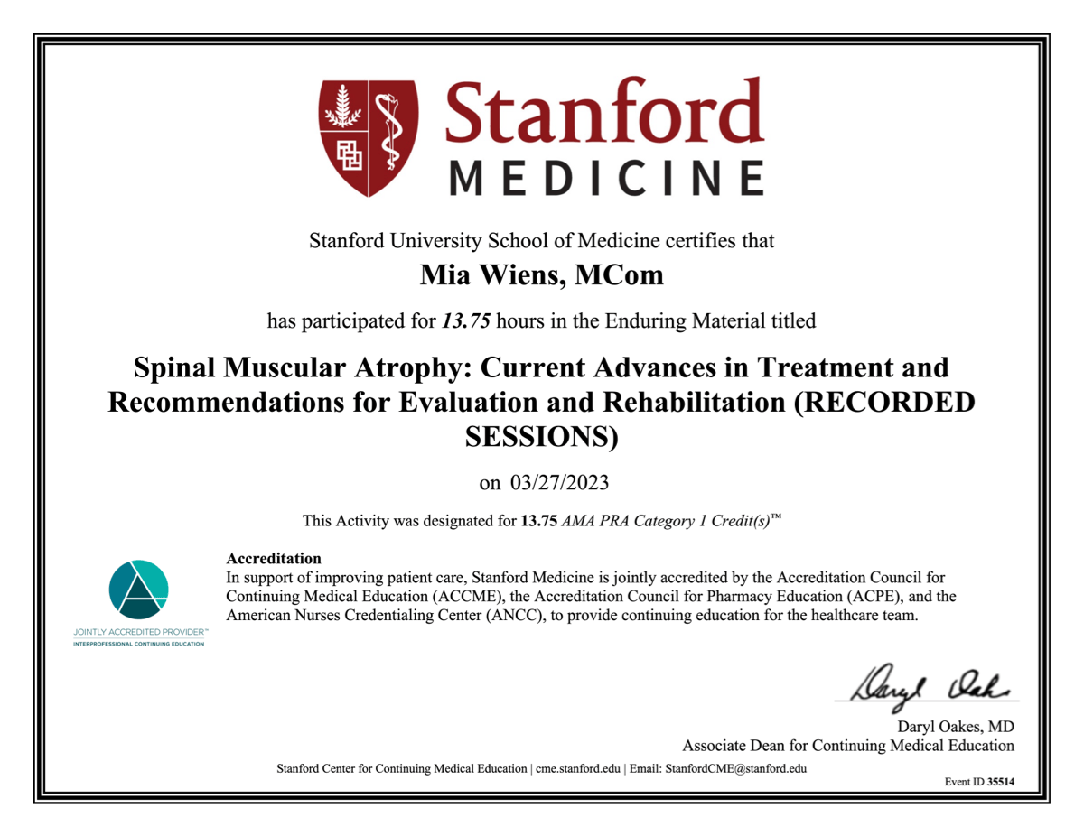 Stanford Medicine Certificate Picture