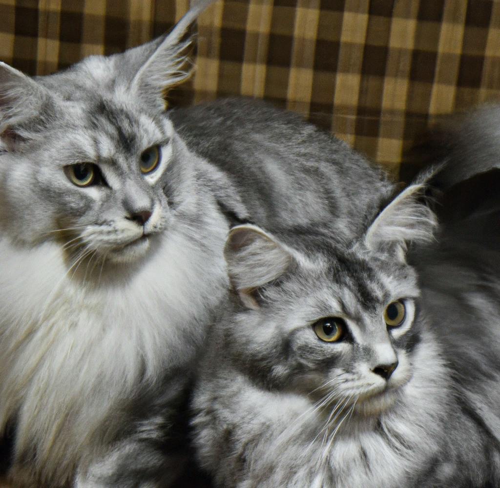 Two silver Maine Coon Cats