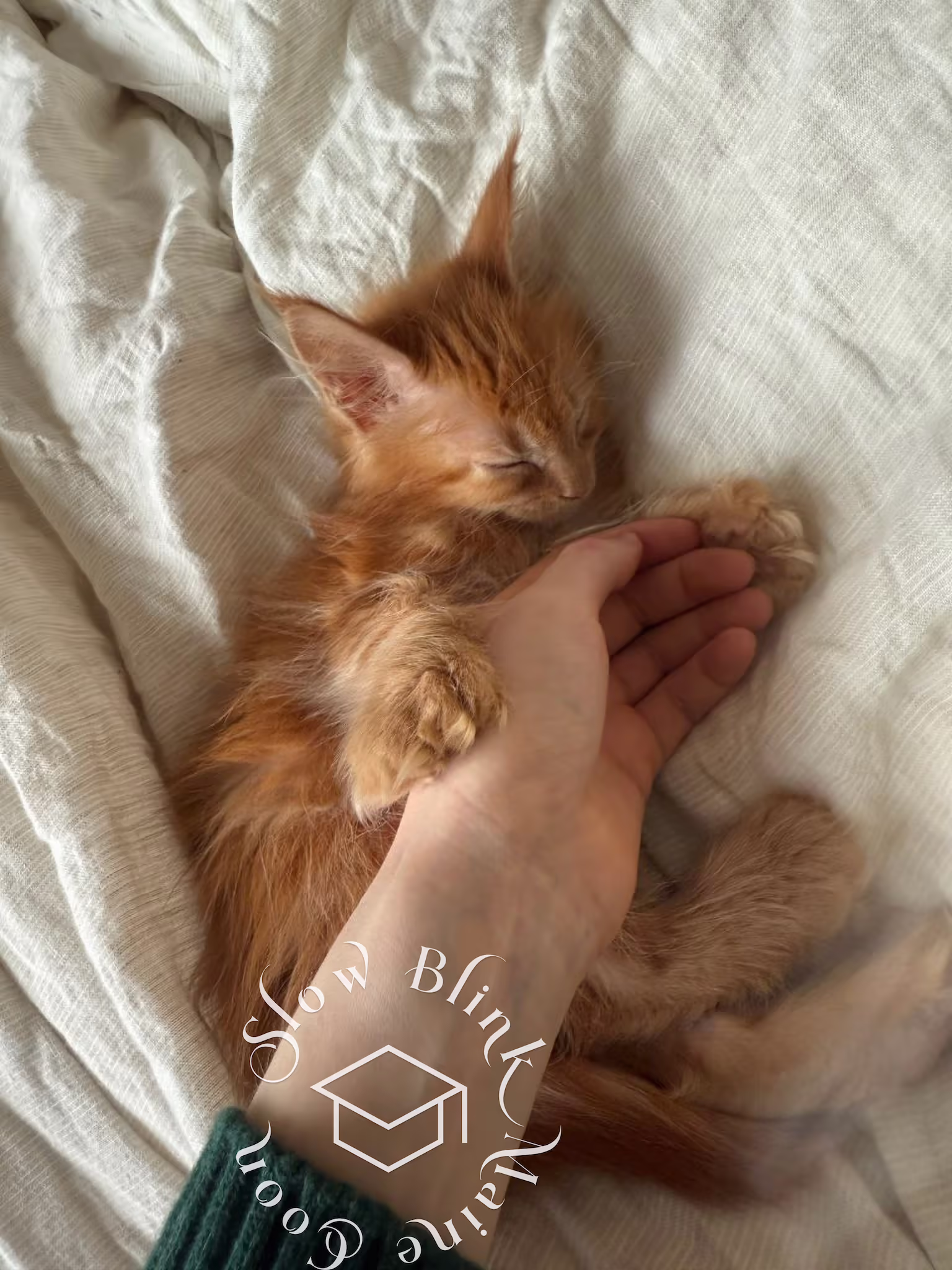 polydactyl red tabby maine coon kitten | poly | female | age 14 weeks old | sleeping | taken dec 2024 Customer Pictures of their Maine Coon Cats and Kittens who "Graduated" from SlowBlink MaineCoons > polydactyl red tabby maine coon kitten | poly | female | age 14 weeks old | sleeping | taken dec 2024 | idx 5