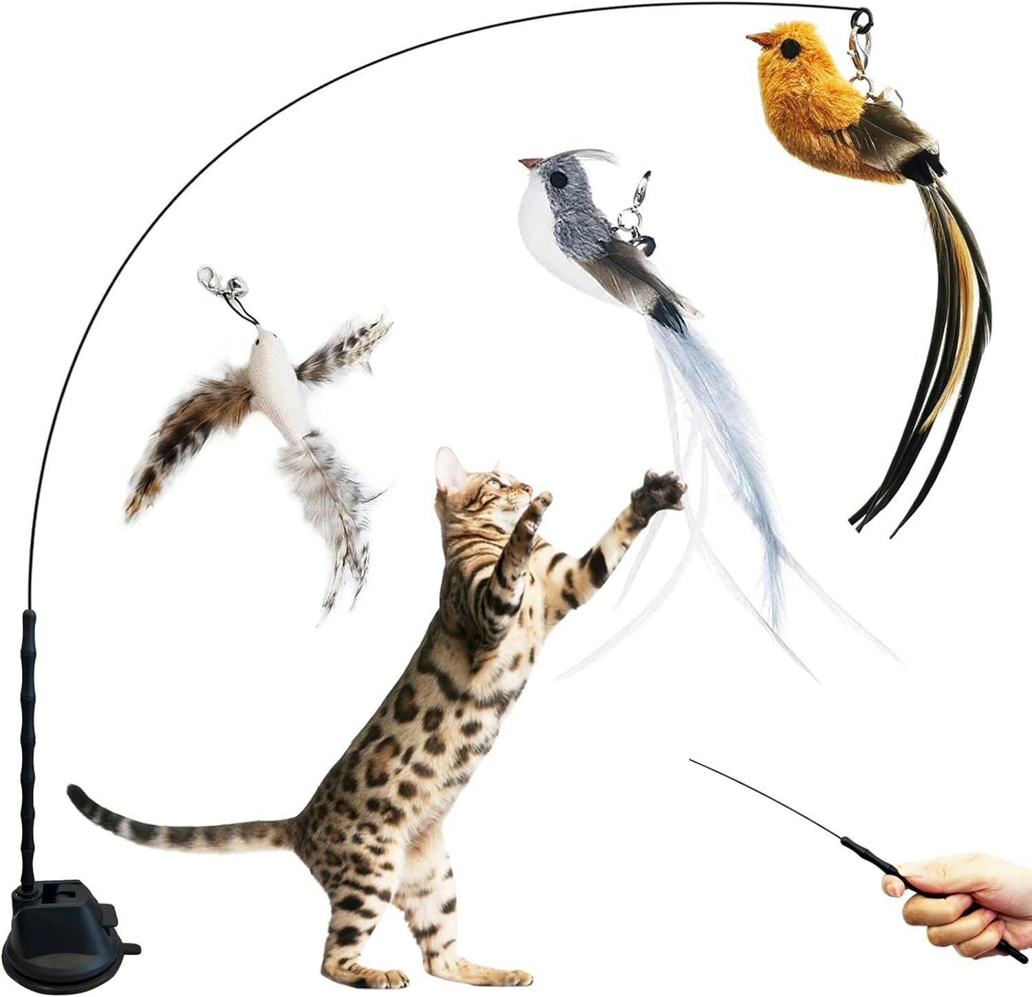 Feather Catcher Cat Toys with Retractable Wands